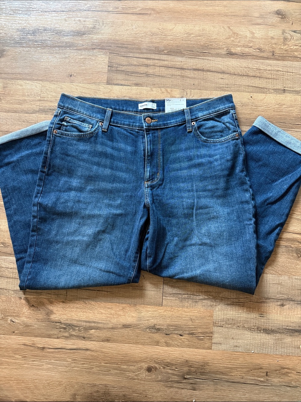 Sonoma Women’s Dark Mid-Rise Boyfriend Denim Jeans